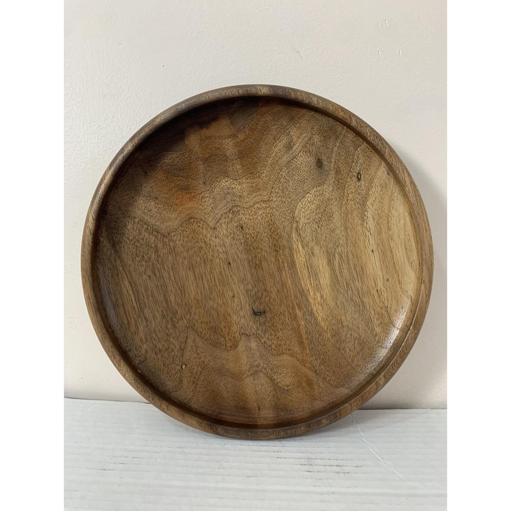 Large Walnut Wood Turned Bowl Plate Handmade Centrepiece 10"